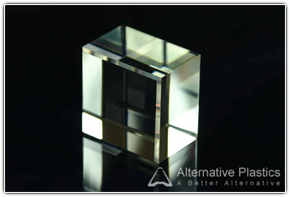 Acrylic block with small chamfer and perfect polished finish.