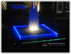 Acrylic Fountains In Sheffield Are Lit Up At Night